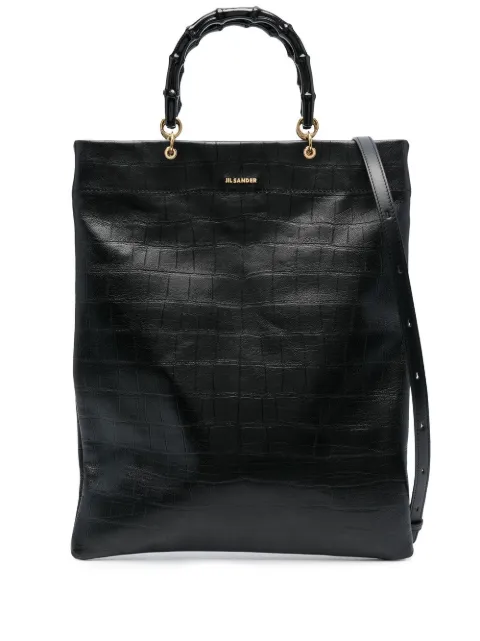 Jil Sander crocodile-effect leather tote Black J07WC0018P5383