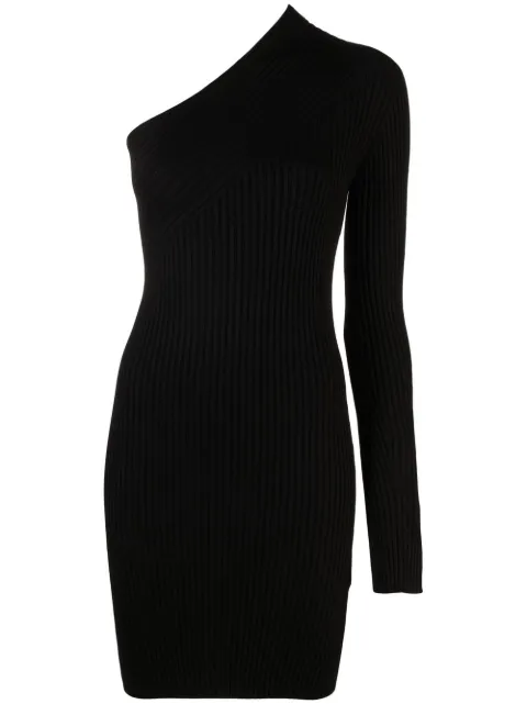 AERON one-shoulder knitted minidress Brown AW23RSDR410436001