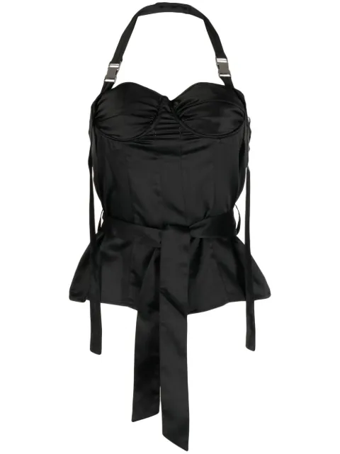 Rokh bustier-detail halterneck top Black R0CA257