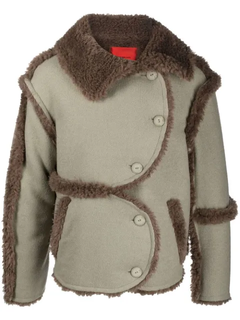 Eckhaus Latta fleece-trim Sherpa jacket Green 5028ELAW22