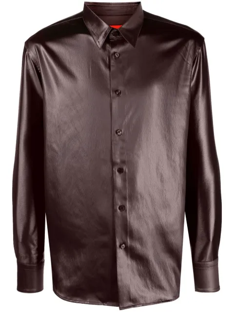 Eckhaus Latta metallic long-sleeve shirt Brown 5010ELAW22C