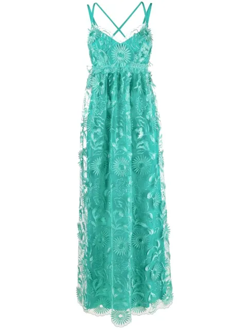 Alberta Ferretti embroidered tulle maxi dress Green AEF231U04461637