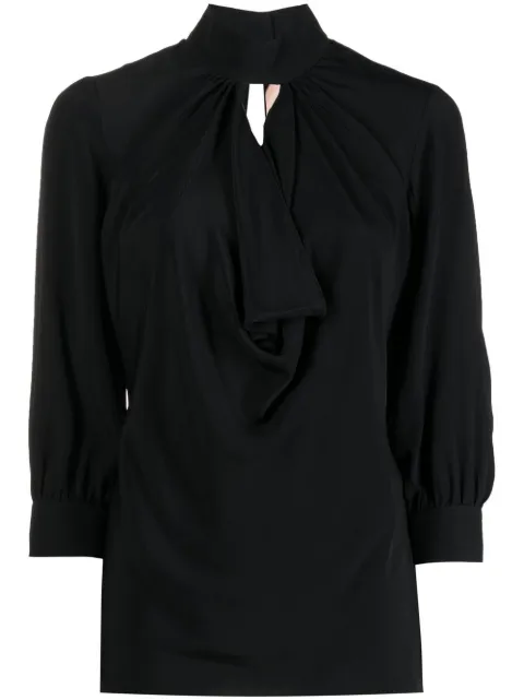 Nº21 ruched keyhole-neck blouse Black G0415111
