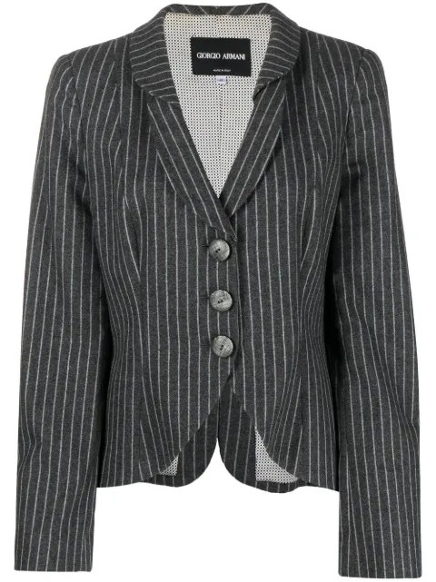 Giorgio Armani Pre-Owned 1990s lapels pinstripe blazer Grey GARMAN350