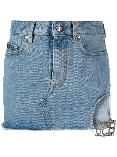 GCDS cut-out denim skirt Blue SS23W620206