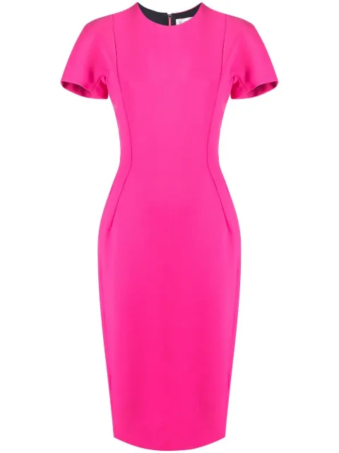 Victoria Beckham short-sleeve tailored midi dress Pink 1123WDR004413A