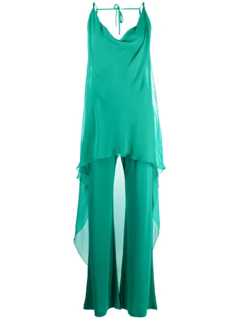 Alberta Ferretti high-low layered jumpsuit Green A04341621