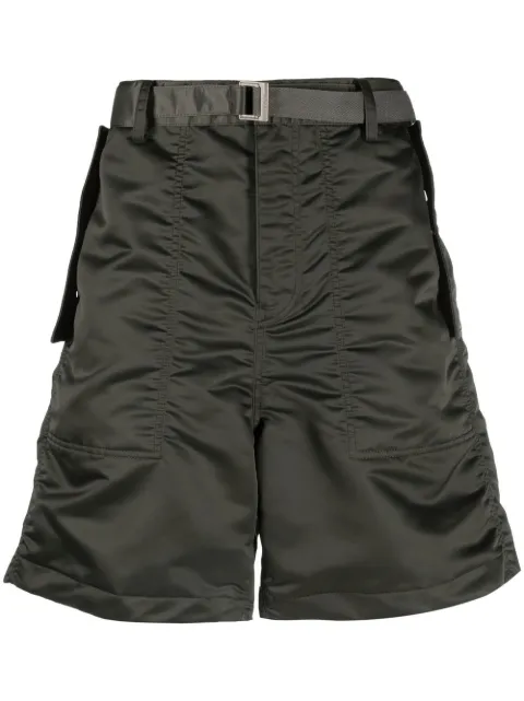 sacai buckle-fastened tailored shorts Green 2302994M