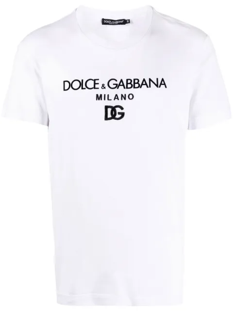Dolce & Gabbana DG Essentials logo-embroidered T-shirt White G8PD7ZG7B9X