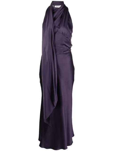 Materiel halterneck midi dress Purple 816DRDEP