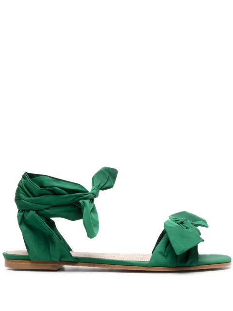 RED(V) bow-detail flat sandals Green QS0H62FUB