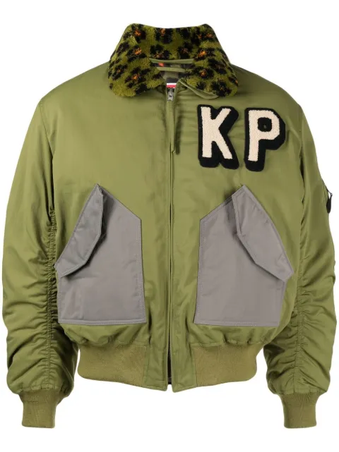 Kenzo logo-embroidered bomber jacket Green FD55BL1349OC