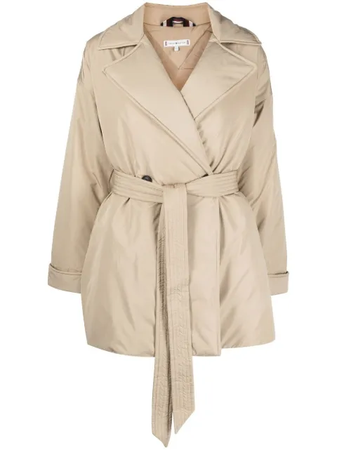 Tommy Hilfiger tie-fastening puffer jacket Brown WW0WW37353