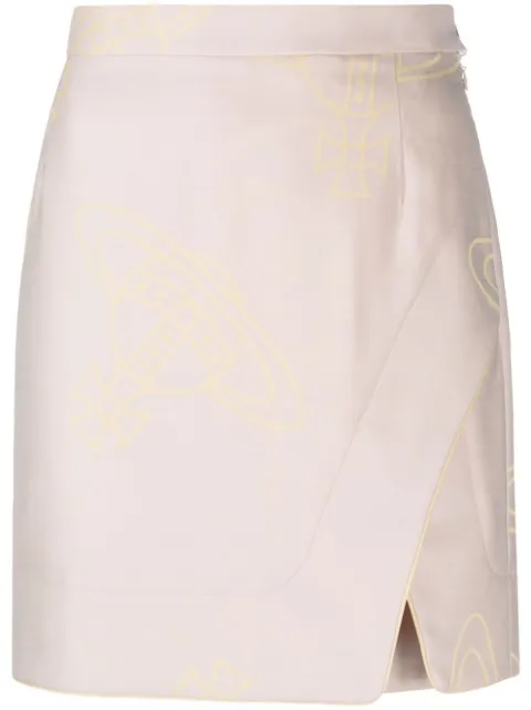 Vivienne Westwood Rita Orb-print wrap skirt Neutrals 1K01000JW00F1