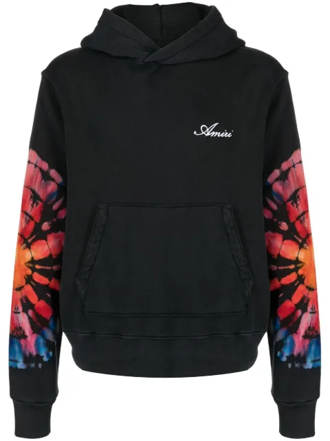 AMIRI tie-dye logo-embroidered hoodie Black PS23MJL027