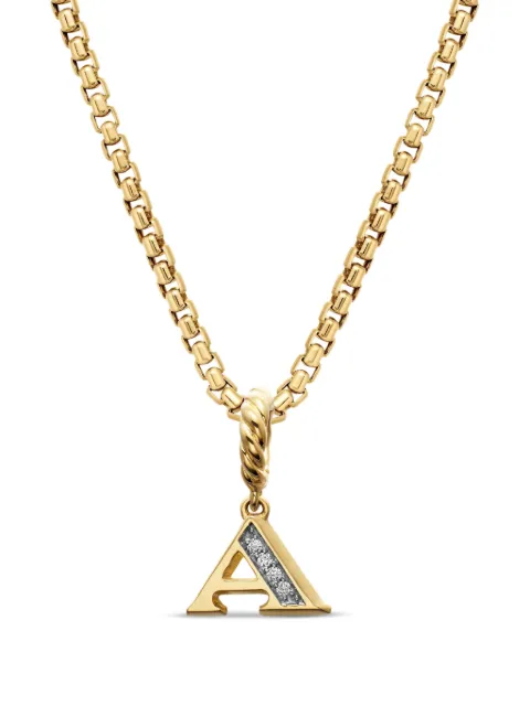 David Yurman 18kt yellow gold pavé initial pendant Gold D17661D88ADIA