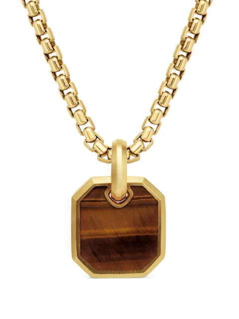 David Yurman 18kt yellow gold Roman tiger eye amulet (15mm) Brown D25373M88BTE