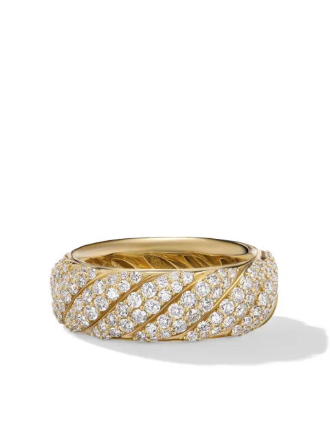 David Yurman 18kt yellow gold Sculpted Cable diamond band ring (7.5mm) Gold R17853D88ADI