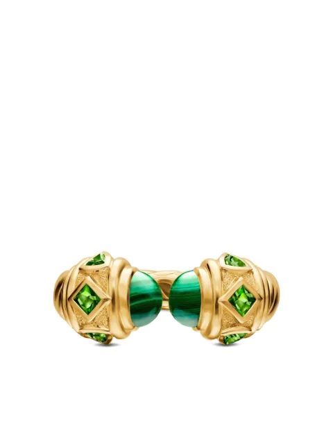 David Yurman 18kt yellow gold Renaissance malachite diopside ring Gold R1798788DMLGD