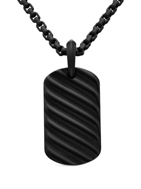 David Yurman Sculpted Cable tag (27mm) Black D25958MBB