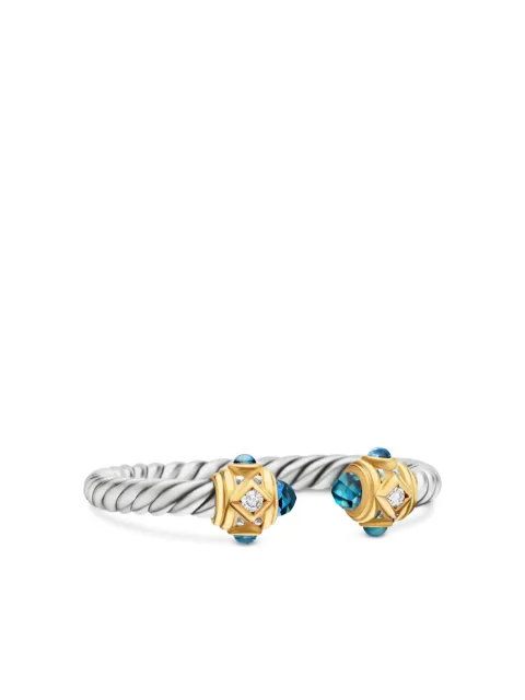 David Yurman 14kt yellow gold and sterling silver Renaissance topaz and diamond ring (2.3mm) Silver R14434DS4AIBDI