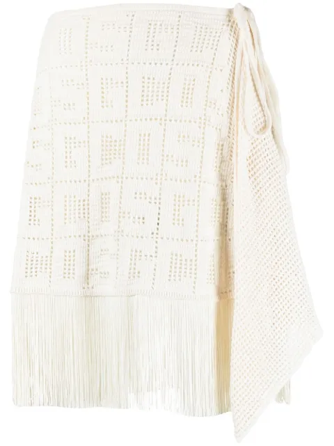 GCDS crochet-monogram mini skirt Neutrals SS23W660914