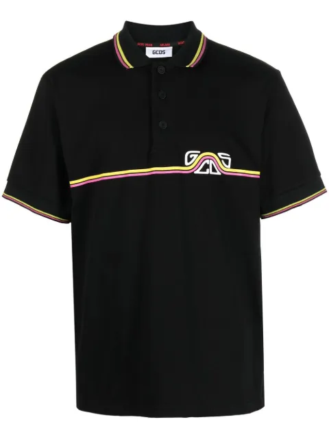 GCDS waved logo print polo shirt Black SS23M150631
