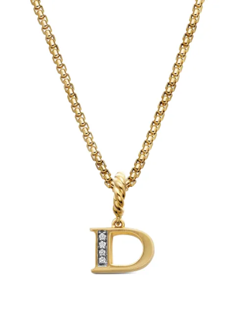 David Yurman 18kt yellow gold Pavé Initial pendant Gold D17661D88ADID