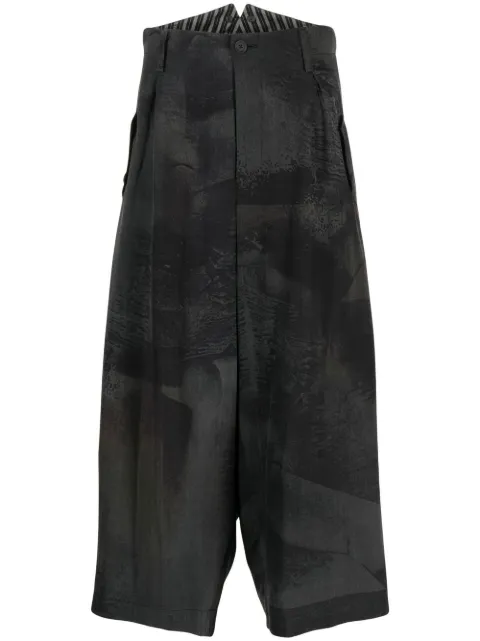 Yohji Yamamoto cropped wide-leg trousers Black HEP69836