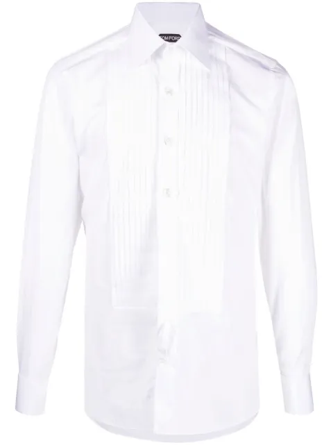 TOM FORD pintuck long-sleeve shirt White HFCO01CGS11