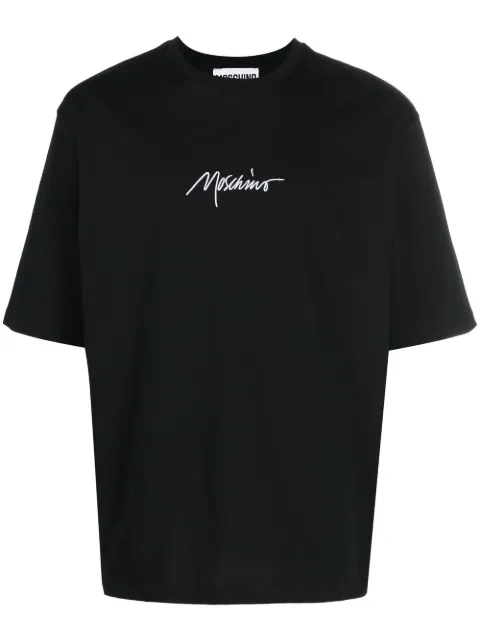 Moschino embroidered-logo organic cotton T-shirt Black A07350241