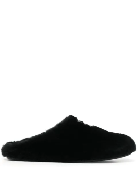 Givenchy logo-plaque shearling slides Black BE201EE1MC4G