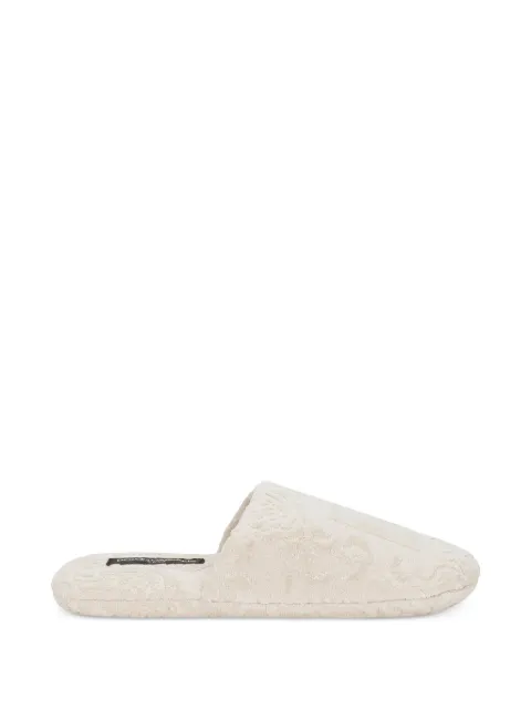Dolce & Gabbana logo-embroidered slippers Neutrals TCF014TCAGM