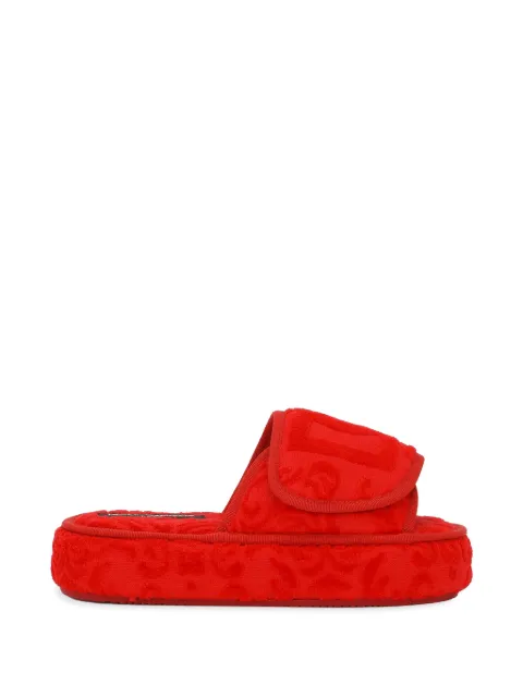 Dolce & Gabbana logo-embroidered slippers Red TCF011TCAGM