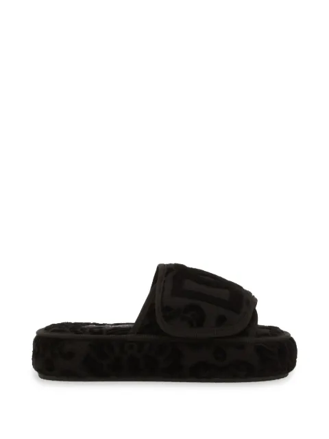 Dolce & Gabbana logo-embroidered slippers Black TCF011TCAGM