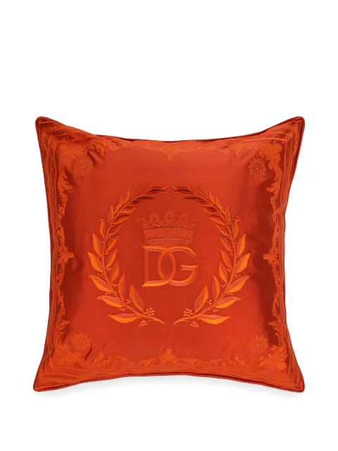 Dolce & Gabbana crown-emblem embroidered cushion Orange TCE006TCAAI