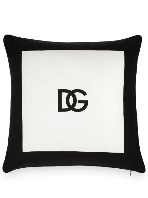 Dolce & Gabbana logo-print cotton cushion Black TCE001TCAIN