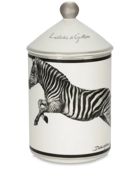 Dolce & Gabbana Casa zebra-print scented candle (340g) White TCC113TCAHZ