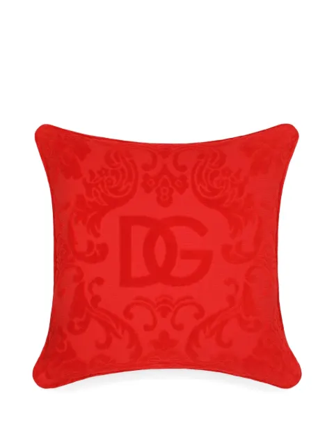 Dolce & Gabbana DG-logo velvet cushion Red TCE001TCAGM