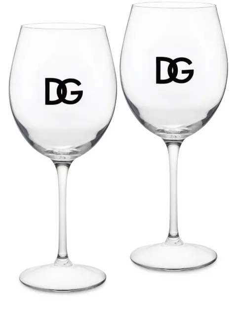 Dolce & Gabbana logo-print wine glasses Neutrals TCBS08TCAI2