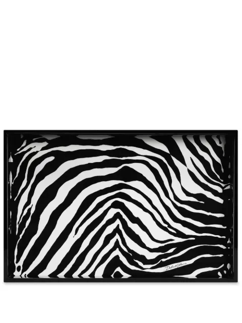 Dolce & Gabbana Zebra-print wood tray Black TC0107TCAIL