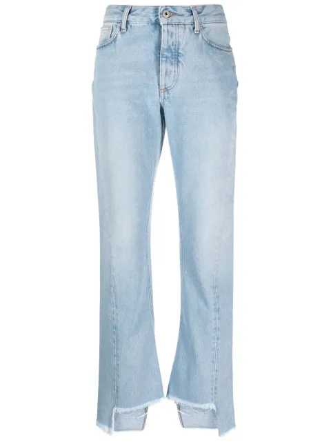Off-White frayed-edge straight-leg jeans Blue OWYA053S23DEN0014000
