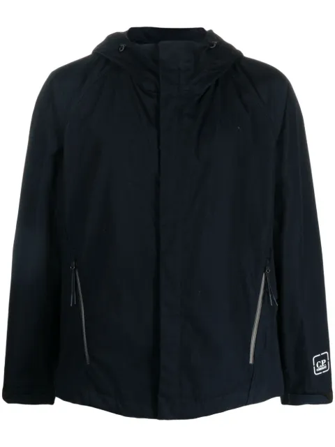 C.P. Company logo-patch zipped hooded jacket Blue 14CMOW018A006450A
