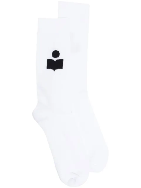 MARANT logo-embroidered ribbed-trim socks White CT001JHAA1C03J