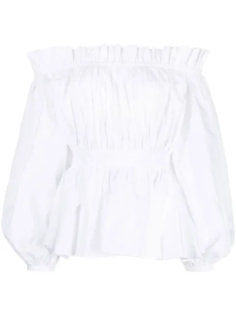 Alexander McQueen off-shoulder cotton blouse White 733823QAAAD