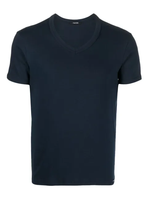 TOM FORD V-neck short-sleeve T-shirt Blue T4M091040412