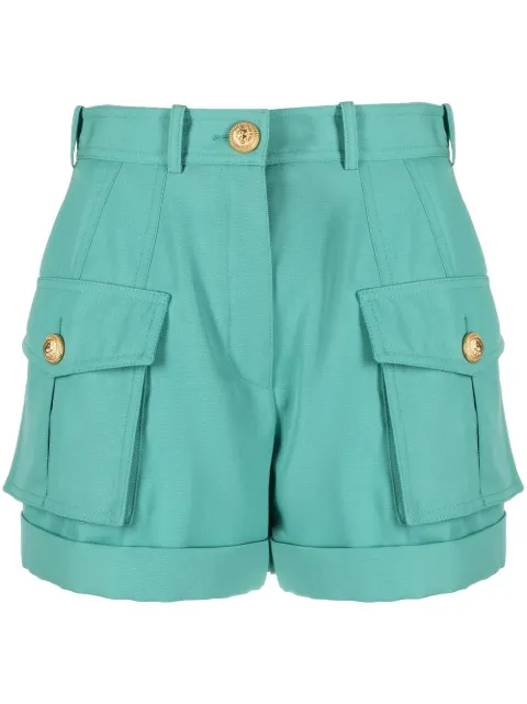 Balmain high-waisted flap-pocket shorts Green AF1PA190WB05