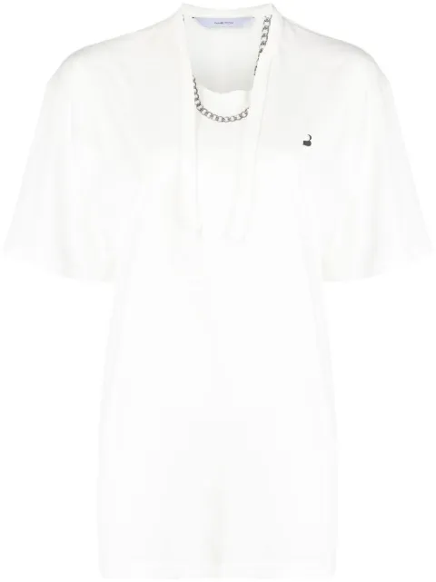 pushBUTTON necklace-print oversized T-shirt White PB2310602W