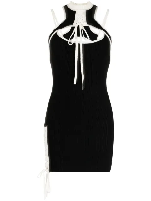 Monse contrast-trim lace-up mini dress Black MS230121COZ