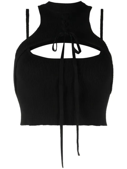 Monse cut-out detail ribbed top Black MS230136COZBLACK